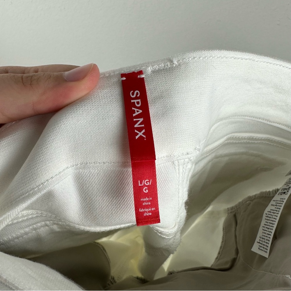 Spanx White Shaping Stretch Twill Cropped Wide Leg Pants Size Large - Picture 5 of 8